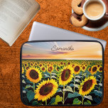 Field of Sunflowers Signature  Laptop Sleeve<br><div class="desc">This charming sleeve will give your laptop a touch of country appeal. Personalize it with your desired name or initials.</div>