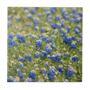 Field of Texas Bluebonnets Painting Tile