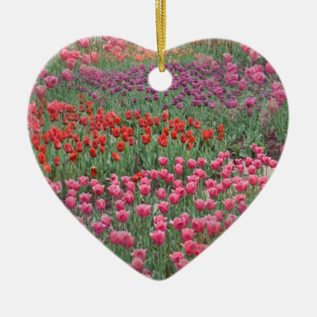Field Of Tulips Ceramic Ornament (Front)