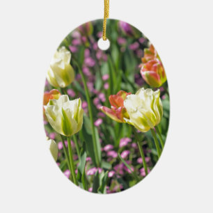 Field of tulips ceramic ornament