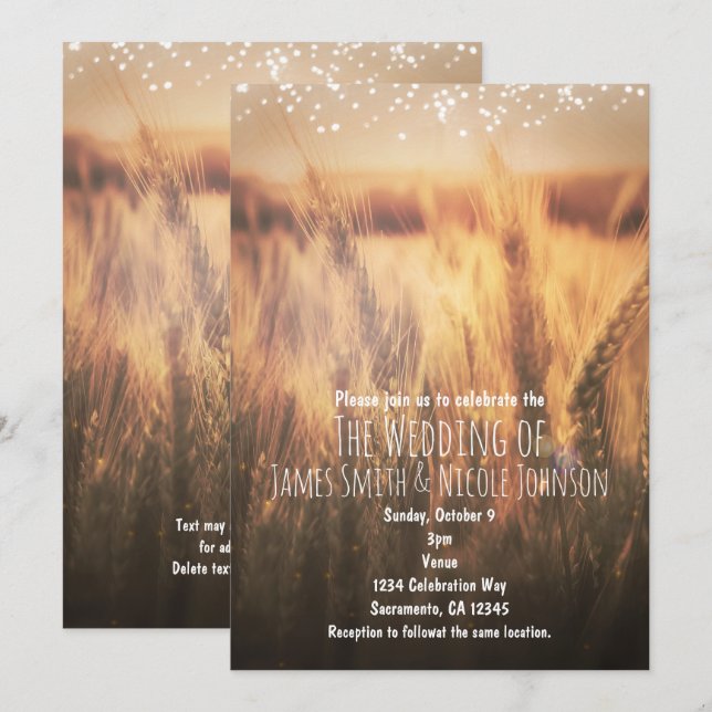 Field of Wheat Rustic Country Wedding Invitations (Front/Back)