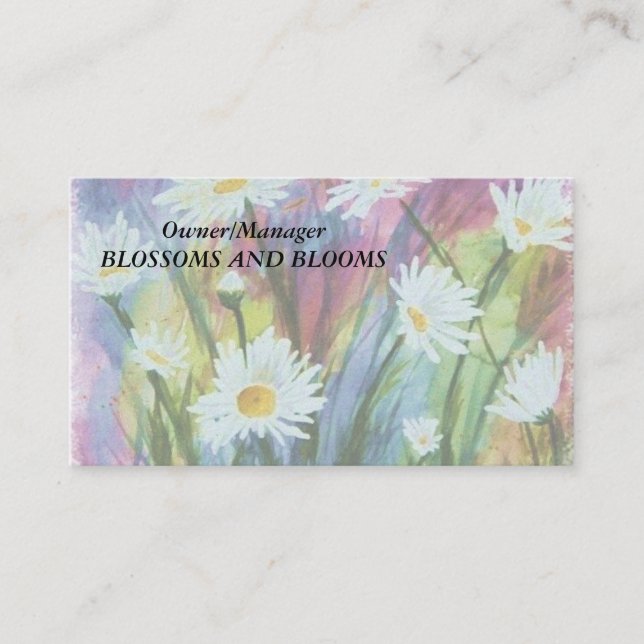 FIELD OF WHITE DAISIES CUSTOMIZABLE BUSINESS CARDS (Front)