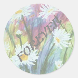 FIELD OF WHITE DAISIES WEDDING STICKERS