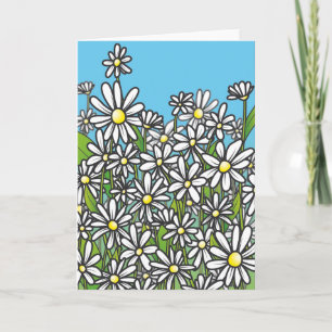 Field of white daisy flowers card
