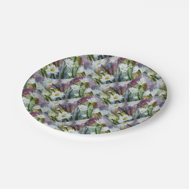 FIELD OF WHITE DAISY FLOWERS PAPER PLATE (Angled)