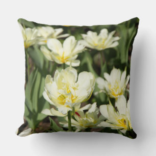 Field of white tulips Photo Throw Pillow