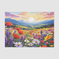 Field of Wildflowers with Rolling Hills