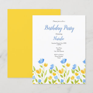 Field of Yellow Blue Flowers Invitation