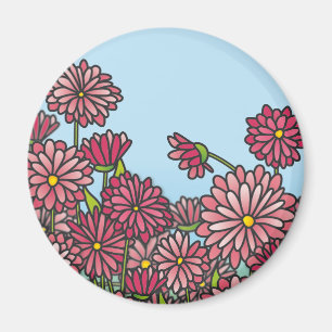 Field of yellow Chrysanthemum flowers Cork Coaster Magnet