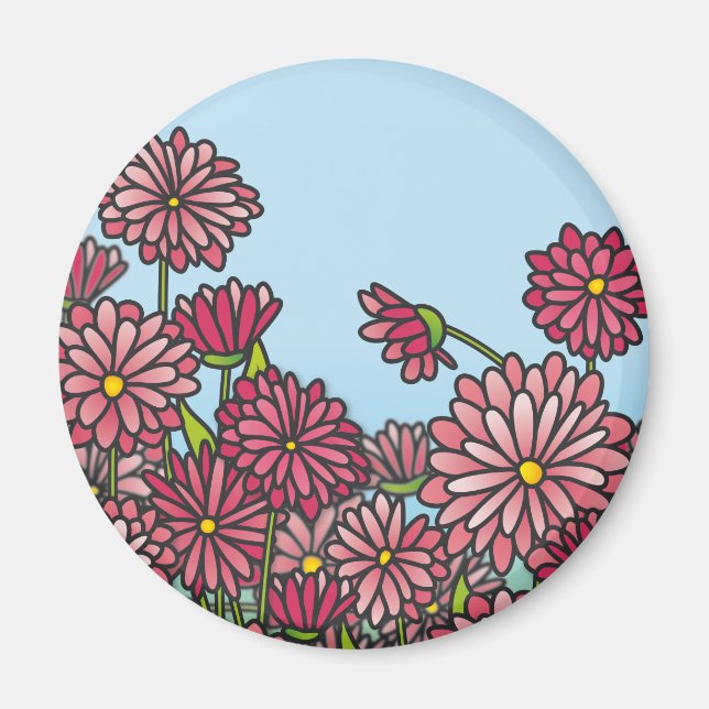 Field of yellow Chrysanthemum flowers Cork Coaster Magnet (Front)