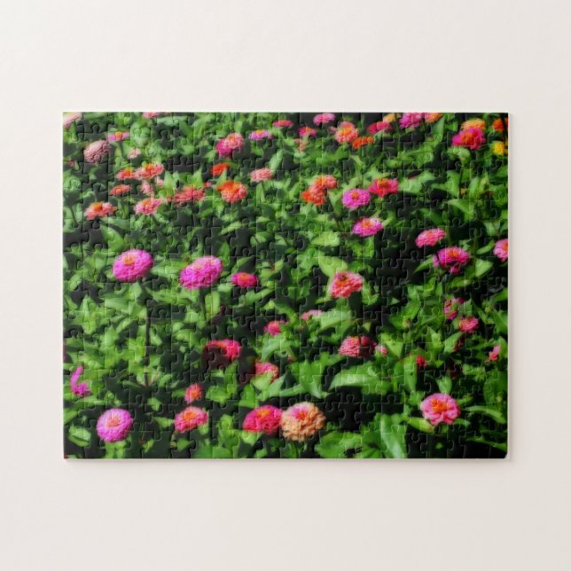 Field Of Zinnia Flowers Orton Effect  Jigsaw Puzzle (Horizontal)