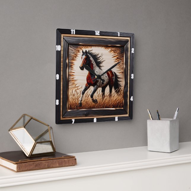 Field Paint: Rustic Wood Custom  Square Wall Clock (Office)