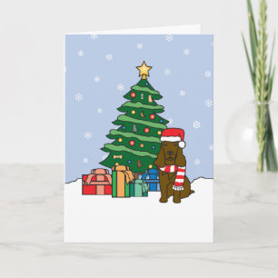 Field Spaniel and Christmas Tree Holiday Card