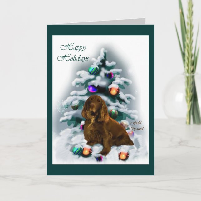 Field Spaniel Christmas Gifts Holiday Card (Front)