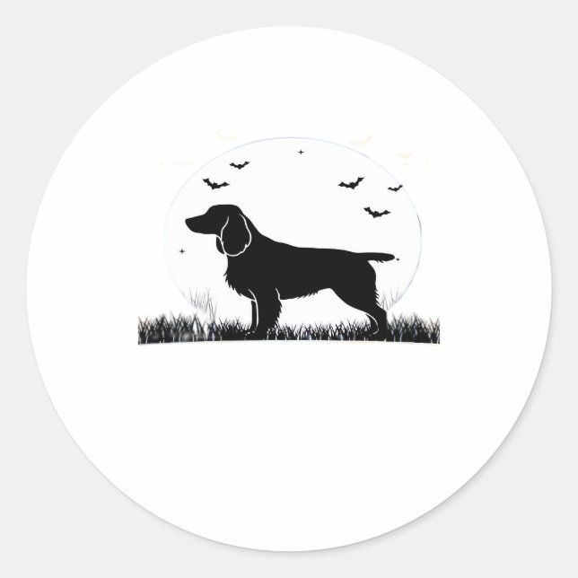 Field Spaniel Dog � Halloween Moon Silhouette Clas Classic Round Sticker (Front)