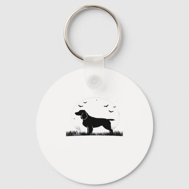 Field Spaniel Dog � Halloween Moon Silhouette Clas Keychain (Front)