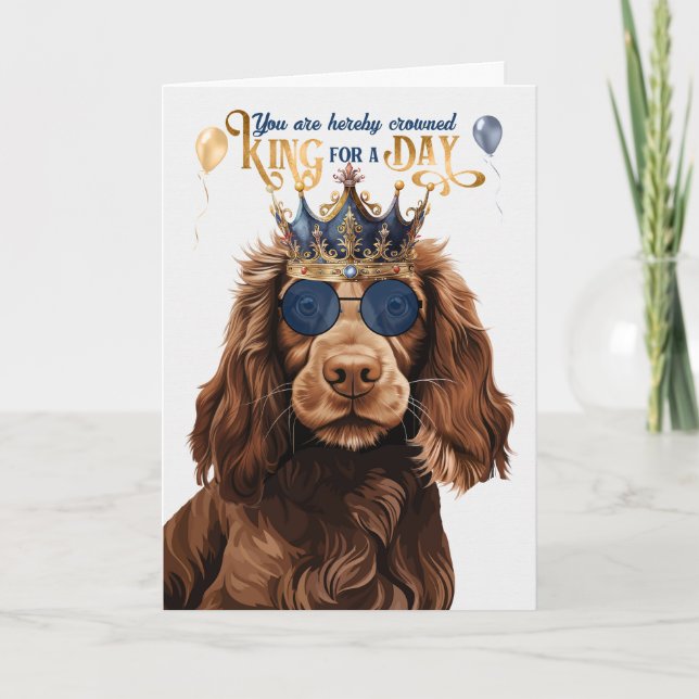 Field Spaniel Dog King Funny Birthday Card (Front)