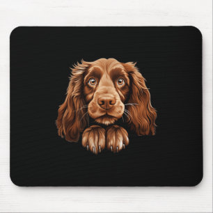 Field Spaniel Dog Mom Dad Peeking Puppy Mouse Pad