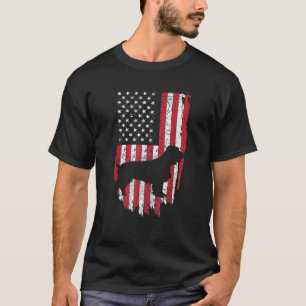 Field Spaniel Dog Silhouette 4th Of July Usa Flag T-Shirt