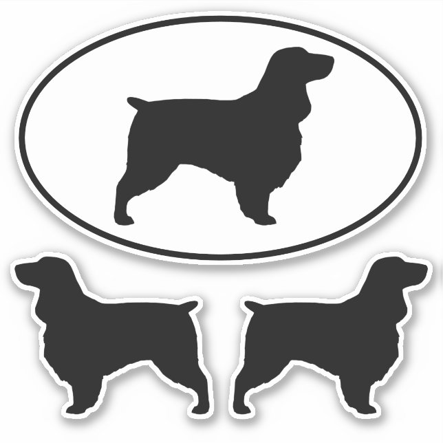 Field Spaniel Dog Silhouettes Vinyl Sticker Set (Front)