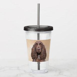 Field Spaniel Painting - Cute Original Dog Art Acrylic Tumbler