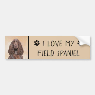 Field Spaniel Painting - Cute Original Dog Art Bumper Sticker