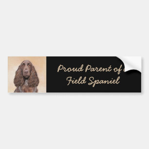 Field Spaniel Painting - Cute Original Dog Art Bumper Sticker