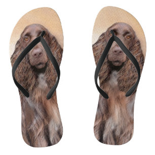 Field Spaniel Painting - Cute Original Dog Art Flip Flops