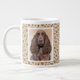Field Spaniel Painting - Cute Original Dog Art Large Coffee Mug