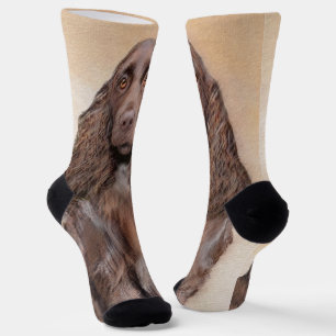 Field Spaniel Painting - Cute Original Dog Art Socks