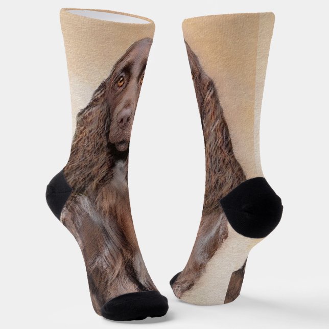 Field Spaniel Painting - Cute Original Dog Art Socks (Angled)