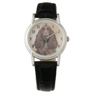 Field Spaniel Painting - Cute Original Dog Art Watch