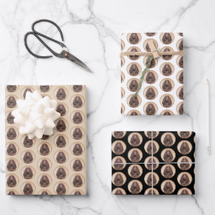 Field Spaniel Painting - Cute Original Dog Art Wrapping Paper Sheet