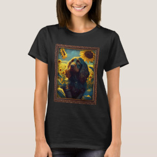 Field Spaniel Painting Sunflower Flower Mom Women T-Shirt