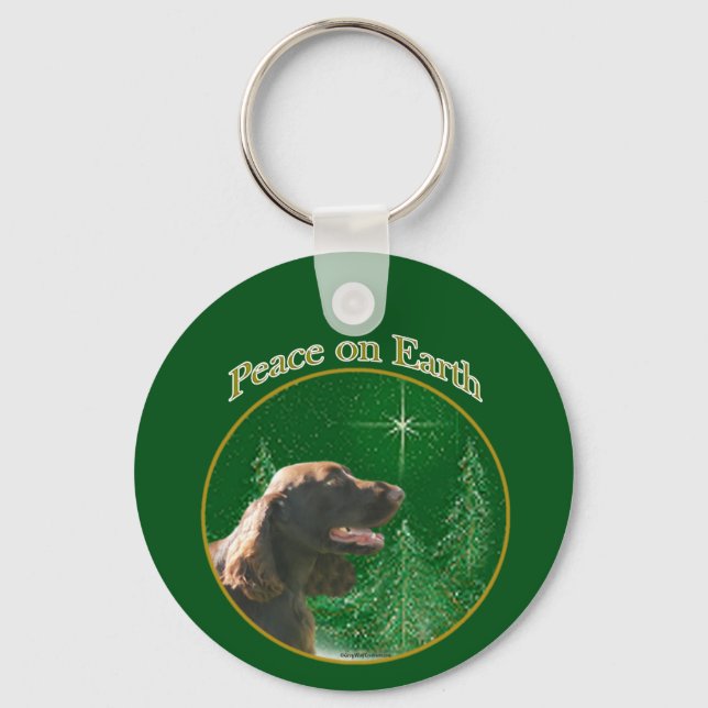 Field Spaniel Peace Keychain (Front)