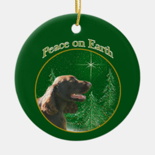 Field Spaniel Peace Keychain Ceramic Ornament