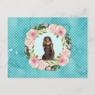 Field Spaniel Pheasant Pattern Postcard
