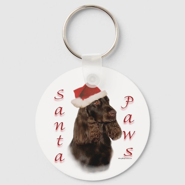 Field Spaniel Santa Paws Keychain (Front)
