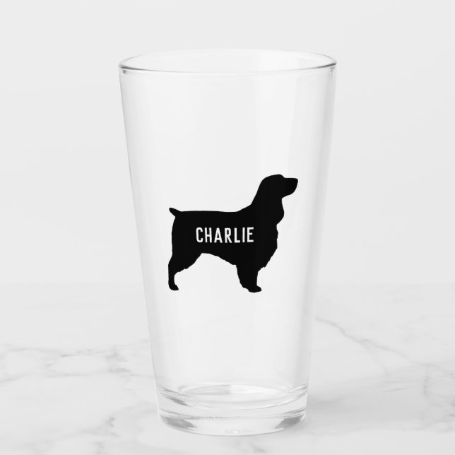 Field Spaniel Silhouette Personalized Dog Breed Glass (Front)