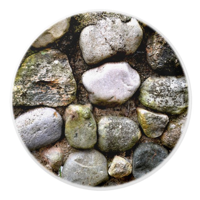 Field Stone, rocks, distressed stone, rustic stone Ceramic Knob (Front)