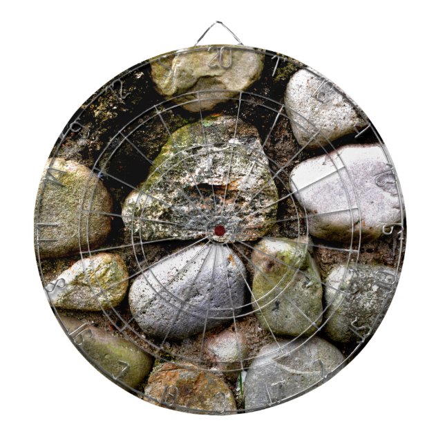Field Stone, rocks, distressed stone, rustic stone Dartboard (Front)