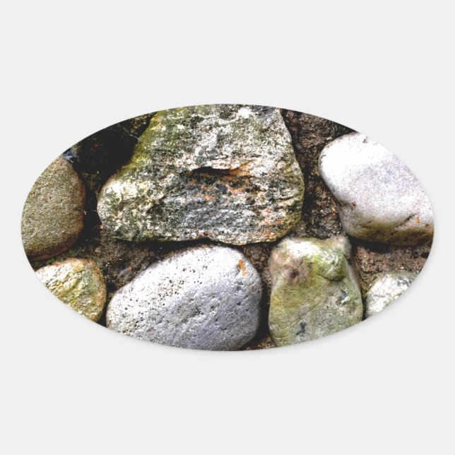 Field Stone, rocks, distressed stone, rustic stone Oval Sticker (Front)