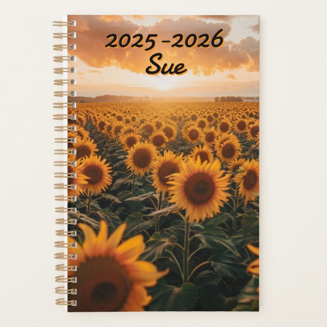  Field Sunflowers Sun Setting View  Planner (Front)
