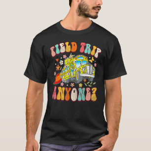 Field Trip Anyone Groovy School Bus Driver Yellow  T-Shirt