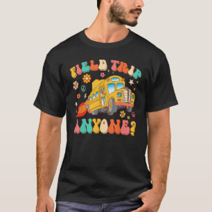 Field Trip Anyone Groovy School Bus Driver Yellow T-Shirt