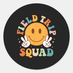 Field-trip Squad Groovy Field Day 0 Teacher Kids  Classic Round Sticker