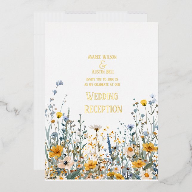 Field Wildflowers Gold Foil Invitation (Envelope)