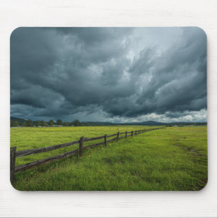 Field with a Wooden Fence Mouse Pad