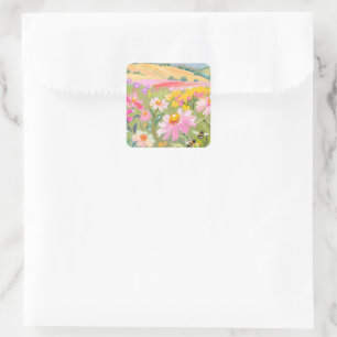 Field with Bees Square Sticker