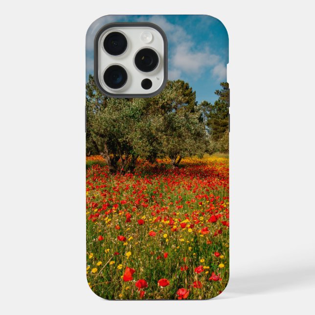 field with flowers and trees iPhone case (Back)